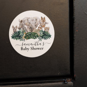 Adesivo Redondo Livros Africanos Safari de Bebês na Selva para Chá