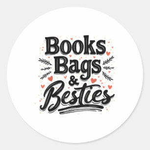 Adesivo Redondo Livros Bolsas & Besties De Volta À Diversão Es