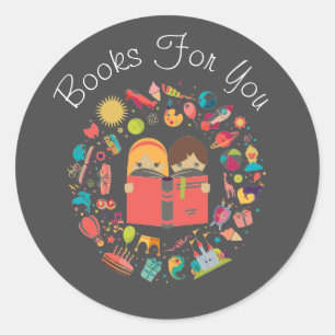 Adesivo Redondo Livros coloridos, marcas comerciais de design
