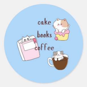 Adesivo Redondo Livros de Bolo Café