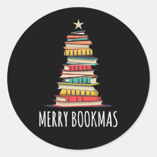 Adesivo Redondo Livros de Feliz da Árvore de Natal