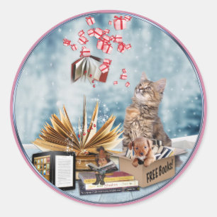 Adesivo Redondo Livros gratuitos para o Natal