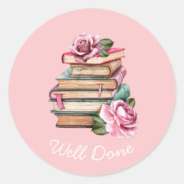Adesivo Redondo Livros lendo bem ensinando clássico clássico