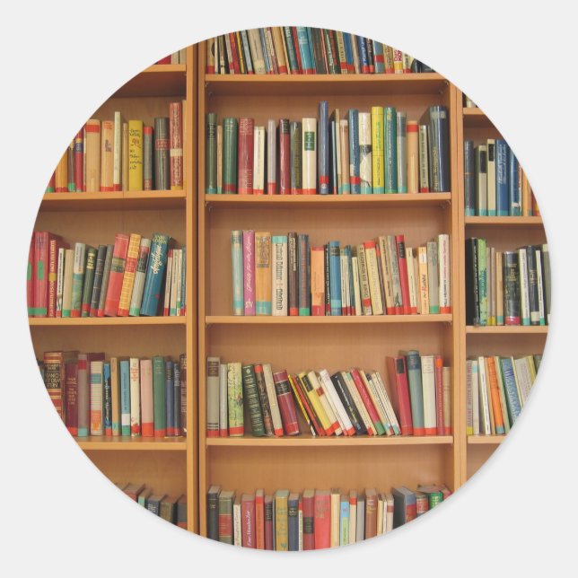 Adesivo Redondo Livros na prateleira (Frente)