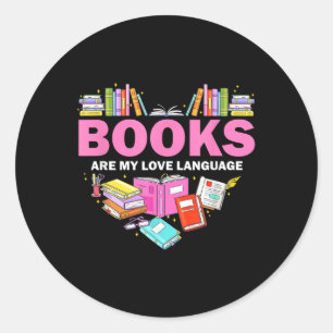 Adesivo Redondo Livros São Minha Linguagem De Amor Lendo Bibliotec
