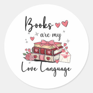 Adesivo Redondo Livros São Minha Linguagem De Amor Lendo Bibliotec