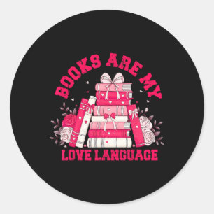 Adesivo Redondo Livros São Minha Linguagem De Amor Lendo Bibliotec
