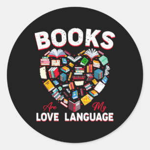 Adesivo Redondo Livros São Minha Linguagem do Amor Livros Coração