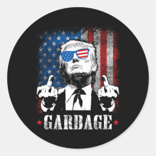Adesivo Redondo Lixo Para Trump 2024 Homens Engraçados De Bandeira