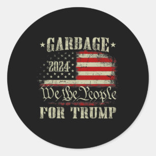 Adesivo Redondo Lixo Para Trump 2024 Homens Engraçados De Bandeira