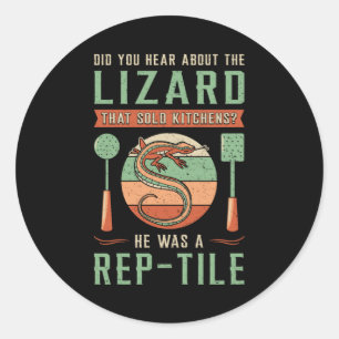 Adesivo Redondo Lizard Reptiles Gecko Animal Engraçado Presente