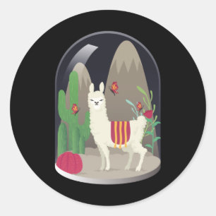 Adesivo Redondo Llama Alpaca Lhamas Alpacas Doce Design