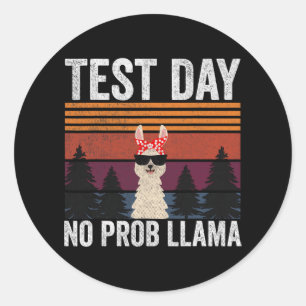 Adesivo Redondo Llama Camping Day No Prob Llama Teacher Testi
