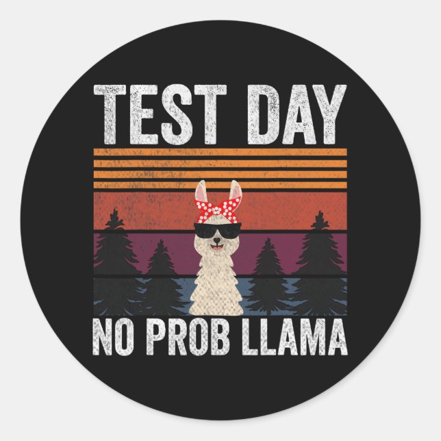Adesivo Redondo Llama Camping Day No Prob Llama Teacher Testi (Frente)
