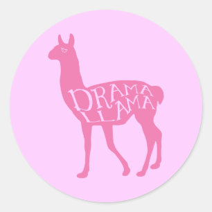 Adesivo Redondo Llama de Drama Rosa
