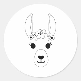 Adesivo Redondo Llama Face Halloween Flowers De Fumaça De Fumos Al