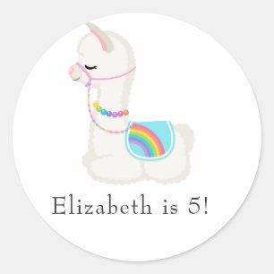 Adesivo Redondo Llama Festa de aniversário