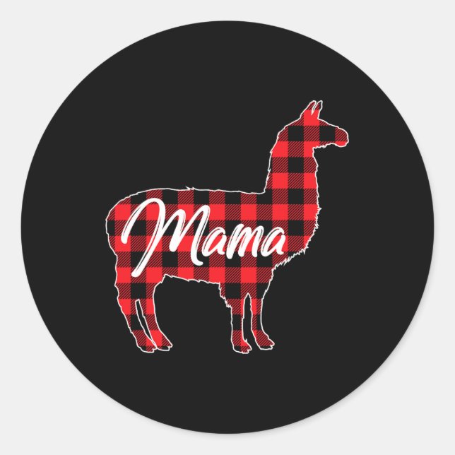 Adesivo Redondo Llama Mama Natal Red Xadrez Matando Família Paj (Frente)