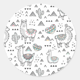 Adesivo Redondo Llama Mama Sticker