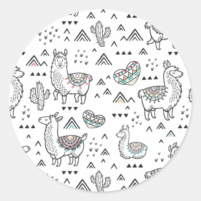 Adesivo Redondo Llama Mama Sticker (Frente)
