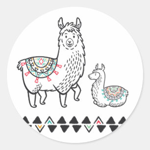 Adesivo Redondo Llama Mama Sticker
