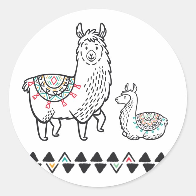 Adesivo Redondo Llama Mama Sticker (Frente)