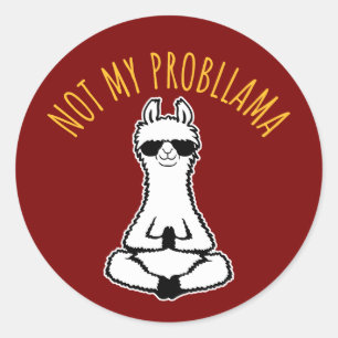 Adesivo Redondo Llama Não É Meu Probllama Óculos de Sol de Meditaç