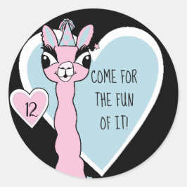 Adesivo Redondo Llama Pajama Pink Girls SlumbParty
