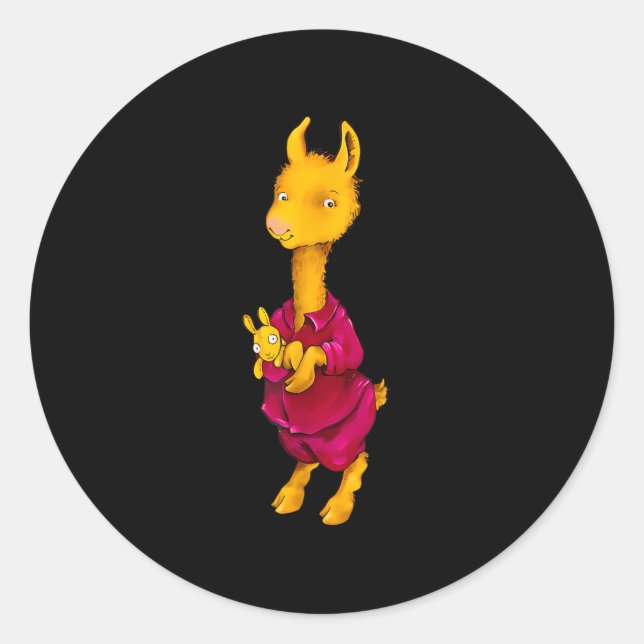 Adesivo Redondo Llama Red Pajama Para Crianças (Frente)