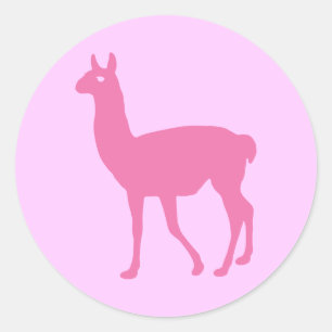Adesivo Redondo Llama Rosa