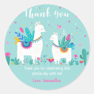 Adesivo Redondo Llama Round Favor Sticker