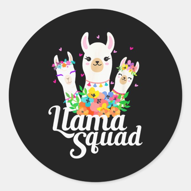 Adesivo Redondo Llama Squad Funny Cute Llama Matching  (Frente)