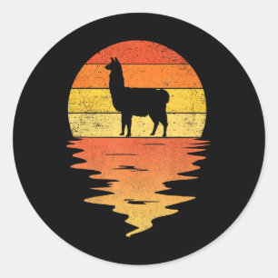 Adesivo Redondo Llama sunset 70s Llama