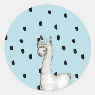 Adesivo Redondo Llama Turquoise Chá de fraldas Confetti Envelope