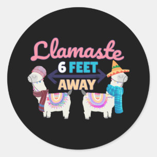Adesivo Redondo Llamaste 6 Pés de Distância - Arte de Llama Yoga