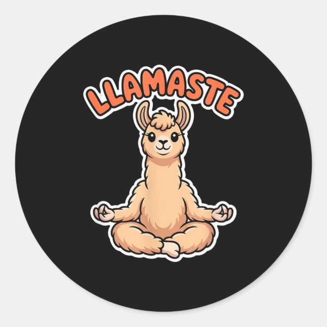 Adesivo Redondo Llamaste Funny Meditating Llama Cute Yoga Animal D (Frente)