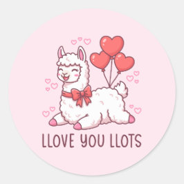 Adesivo Redondo Llove You Llots - Kawaii Llama Valentine
