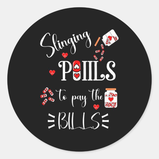 Adesivo Redondo Lls Heart Funny Pharmacist Life Valentines Day  (Frente)