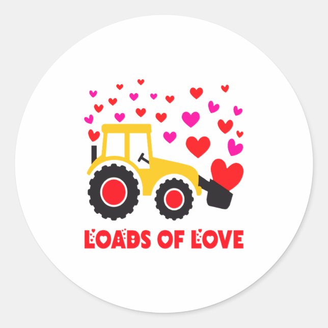 Adesivo Redondo Loads Of Love Toddler Tractor Valentines Day For K (Frente)