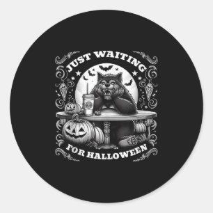 Adesivo Redondo Lobisomem Esperando O Halloween Scary N