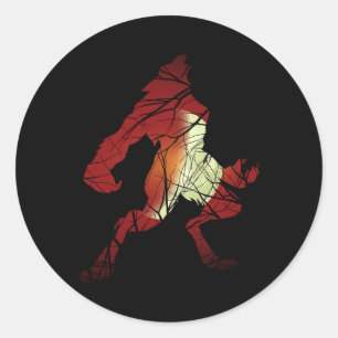 Adesivo Redondo Lobisomem Wolf Moon Werewolf Silhoueen Halloween C
