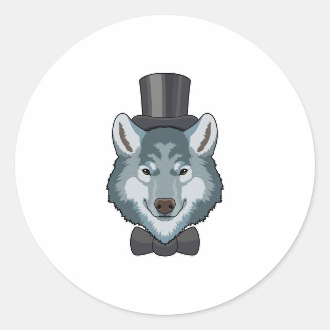 Adesivo Redondo Lobo como Noivo com Arco (Frente)