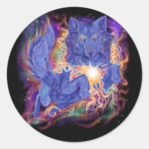 Adesivo Redondo Lobo Cósmico