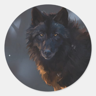 Adesivo Redondo lobo negro