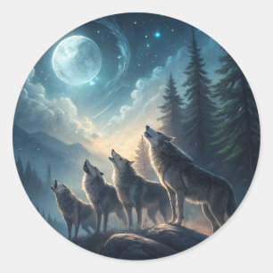 Adesivo Redondo Lobos