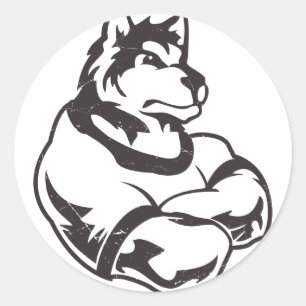 Adesivo Redondo Lobos ou Wolf Mascot