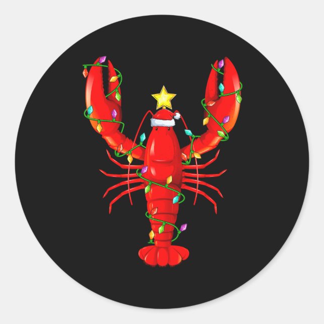 Adesivo Redondo Lobster Lighting Xmas Tree Matching Lobster Christ (Frente)