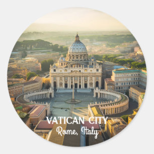 Adesivo Redondo Locais Tranquilos na Cidade do Vaticano, Itália qu