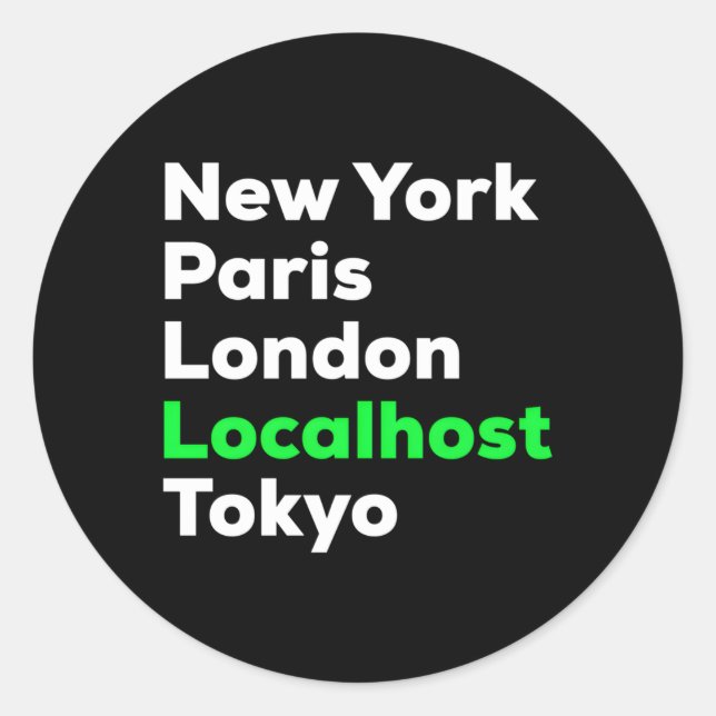 Adesivo Redondo Localhost do Pentester de cibersegurança do hacker (Frente)