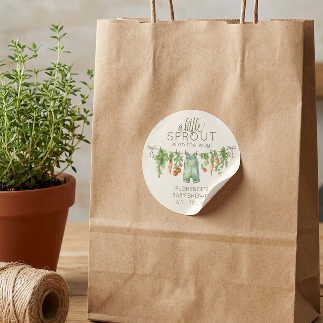 Adesivo Redondo Locally Grown Baby Shower Party (Criador carregado)